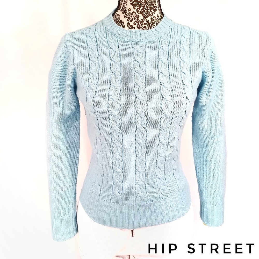 GOTHAM 80's Vintage Cable Knit Preppy Jewel Neck Pull Over Sweater M